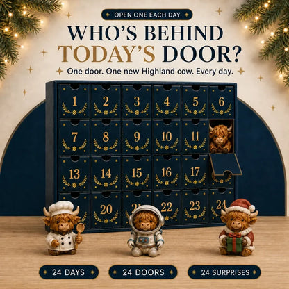 24 Days of Highland Cow Magic Advent Calendar – 24 Collectible Christmas Highland Cow Surprises