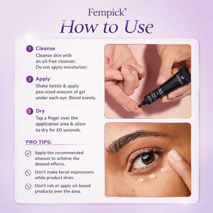 Fempick 60 Second Effects Tinted Firming Gel - Under Eye Cream For Puffiness And Bags Under Eyes