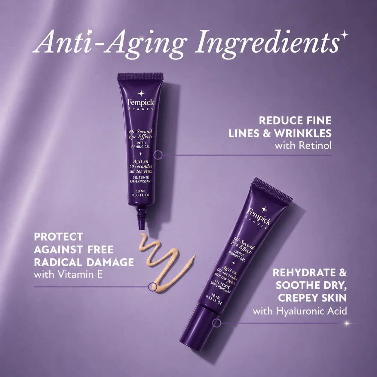 Fempick 60 Second Effects Tinted Firming Gel - Under Eye Cream For Puffiness And Bags Under Eyes