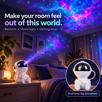 🧑‍🚀 Astronaut Galaxy Projector – Starry Room Light with Remote