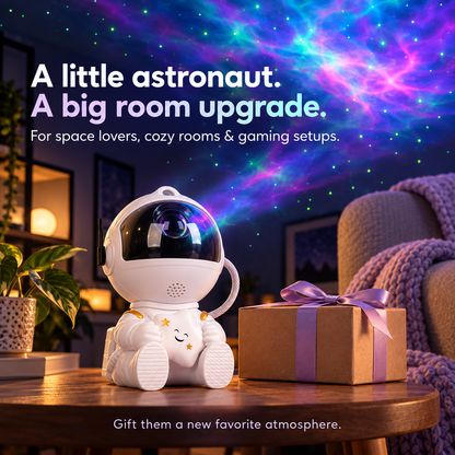 🧑‍🚀 Astronaut Galaxy Projector – Starry Room Light with Remote