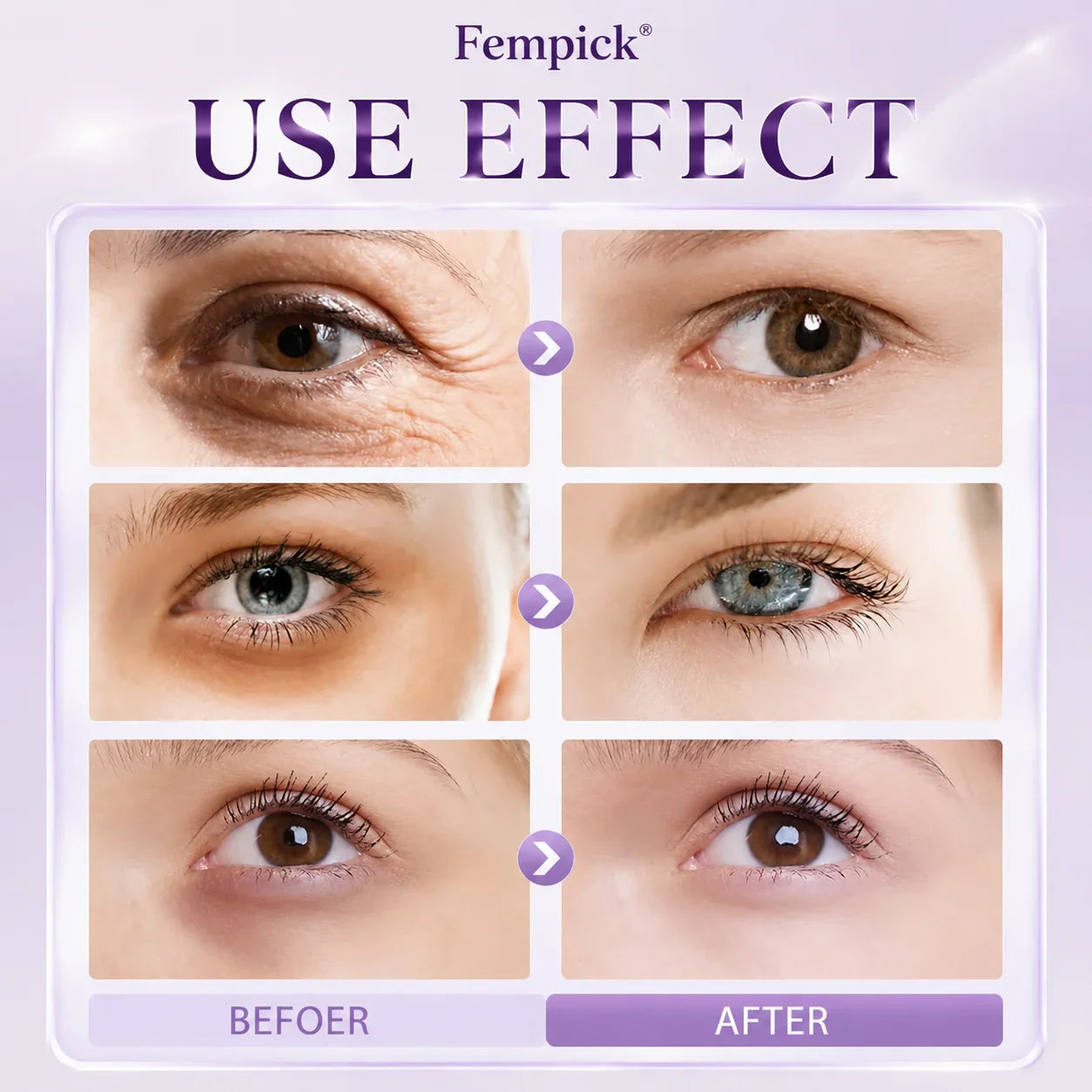 Fempick 60 Second Effects Tinted Firming Gel - Under Eye Cream For Puffiness And Bags Under Eyes